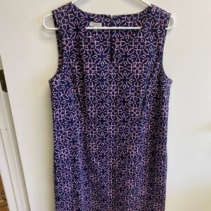 Talbots Navy and Pink Sleeveless Sheath Dress